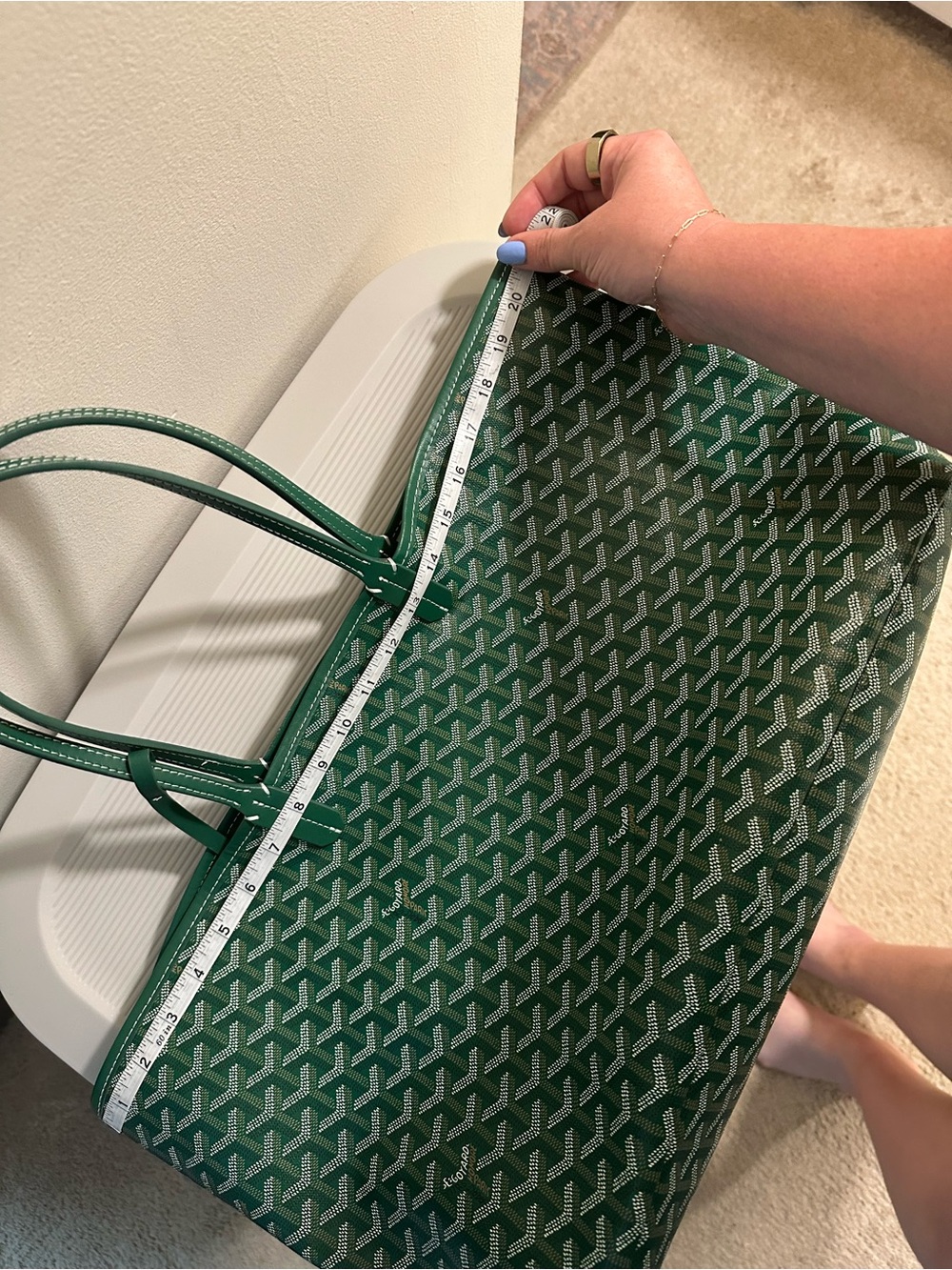 Inspired Green Patterned Women's Tote Bag - Picture 8 of 8
